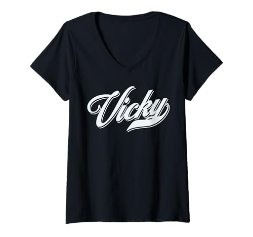 Damen Frau Mädchen Geschenkidee lustig Humor Vorname für Vicky T-Shirt mit V-Ausschnitt Damen Frau Mädchen Geschenkidee lustig Humor Vorname für Vicky T-Shirt mit V-Ausschnitt von femme Idée cadeau drôle humour prénom Vicky