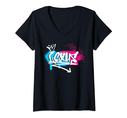 Damen Lustige Geschenkidee für Lexus, für Damen, Mädchen T-Shirt mit V-Ausschnitt von femme Idée cadeau drôle humour prénom pour Lexus
