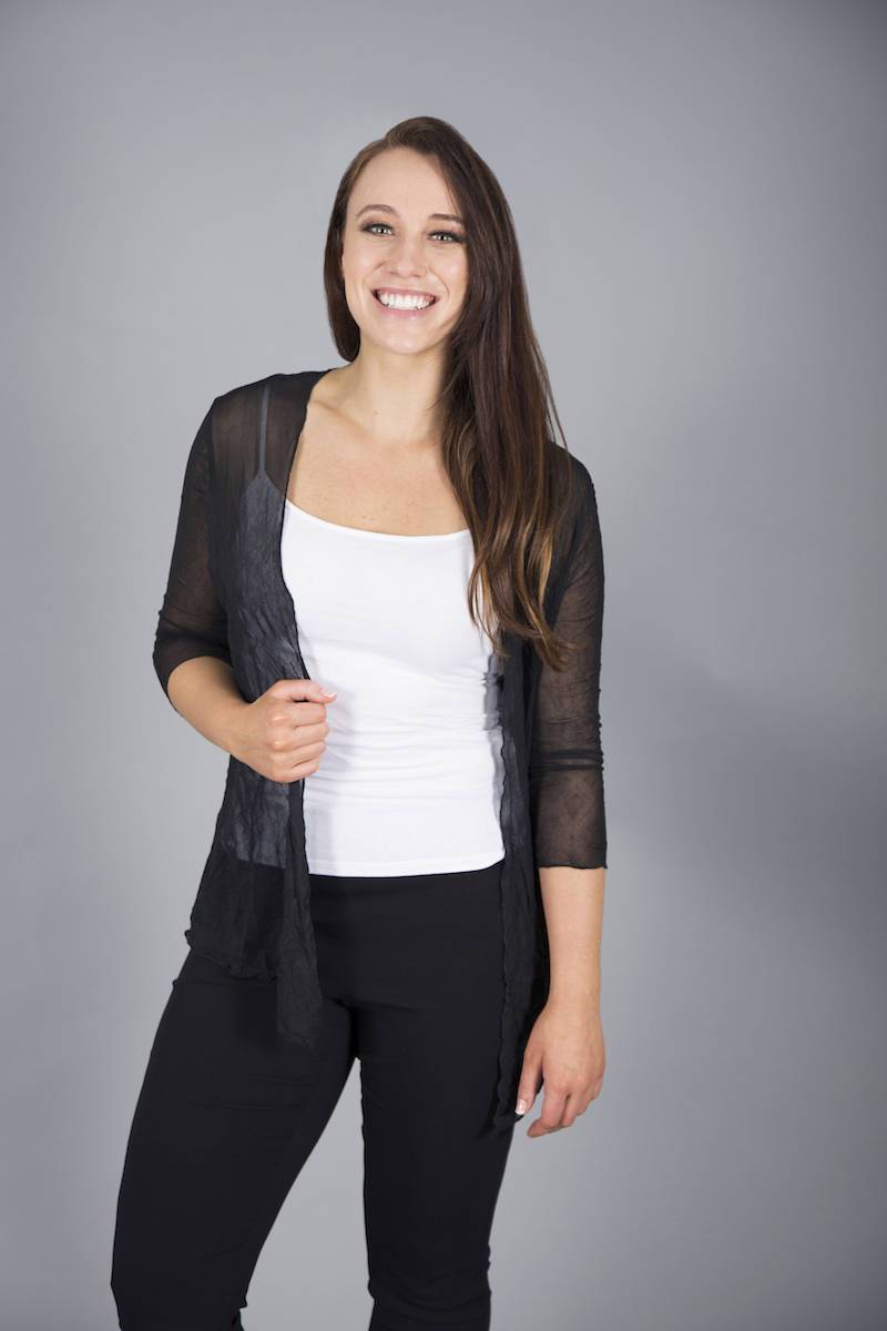 Schwarz Pflaume Sheer Mesh Offene Strickjacke Schwarz Pflaume Sheer Mesh Offene Strickjacke von femminilita