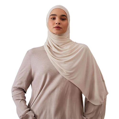 Instant Gerippter Jersey Hijab | Praktischer Hijab mit Vorgefertigten Sitzt unter dem Kinn – Weich und Modern von femple