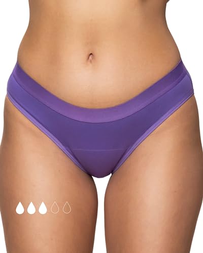 Periodenunterschwäsche Mädchen und Teenager Menstruationsunterwäsche für die erste Periode Baumwoll Slip 146-3XL Starke Blutung (L, Lila) von femtis