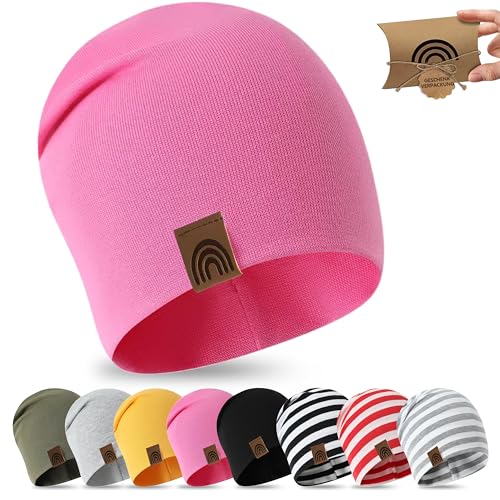 fenchi's AUSTRIA Kinder Beanie 6M-2 Jahre 48-52cm, Frühling Übergangszeit Mütze Slouch in Geschenkverpackung, Baumwolle von fenchi's AUSTRIA