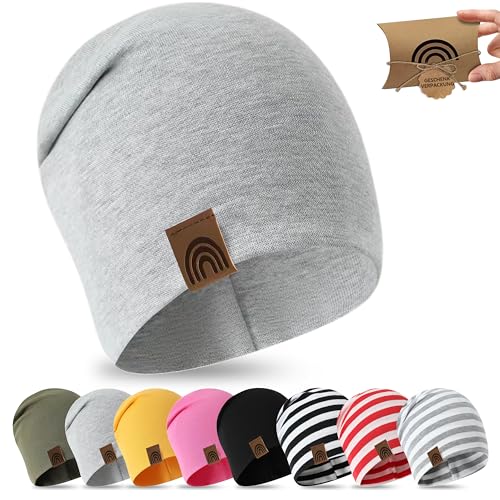 fenchi's AUSTRIA Kinder Beanie 6M-2 Jahre 48-52cm, Frühling Übergangszeit Mütze Slouch in Geschenkverpackung, Baumwolle von fenchi's AUSTRIA