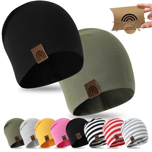 fenchi's AUSTRIA Kinder Beanie 6M-3 Jahre 48-52cm, Frühling Übergangszeit Mütze Slouch in Geschenkverpackung, Baumwolle von fenchi's AUSTRIA