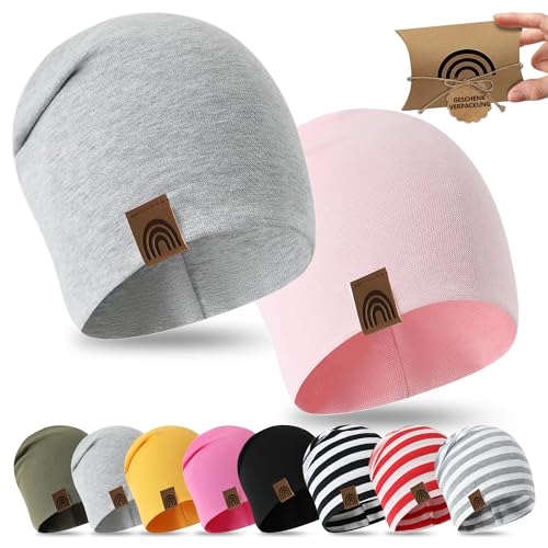 fenchi's AUSTRIA Kinder Beanie 6M-2 Jahre 48-52cm, Frühling Übergangszeit Mütze Slouch in Geschenkverpackung, Baumwolle von fenchi's AUSTRIA