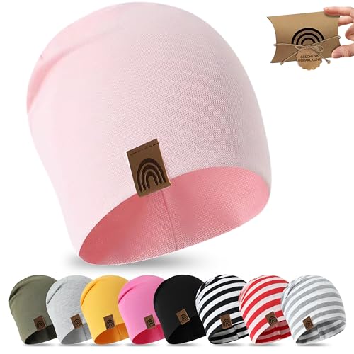 fenchi's AUSTRIA Kinder Beanie 6M-3 Jahre 48-52cm, Frühling Übergangszeit Mütze Slouch in Geschenkverpackung, Baumwolle von fenchi's AUSTRIA