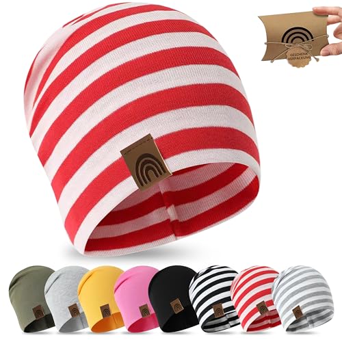 fenchi's AUSTRIA Kinder Beanie 6M-3 Jahre 48-52cm, Frühling Übergangszeit Mütze Slouch in Geschenkverpackung, Baumwolle von fenchi's AUSTRIA