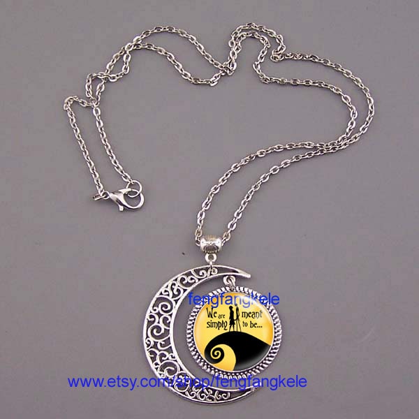 Alptraum Vor Weihnachten Halskette, Jack Und Sally Mond Anhänger von fengfangkele