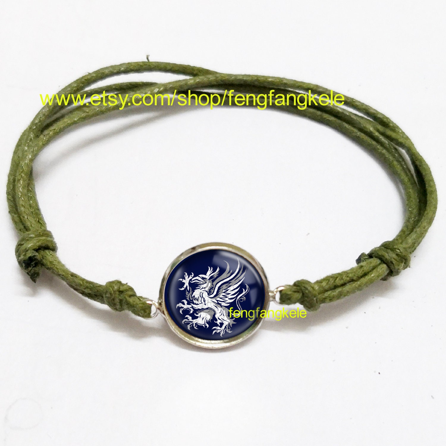 Dragon Age Armband Blauer Drache Symbol Schmuck Wächter Dinosaurier Anhänger Unisex Wachs Seil Größenänderung Frei Benutzerdefinierte Bild Fan von fengfangkele