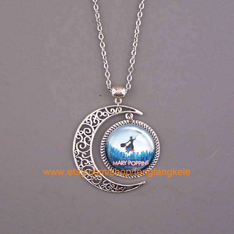 Mary Poppins Mond Halskette Kunst Anhänger, Kinder Schmuck Geschenk von fengfangkele
