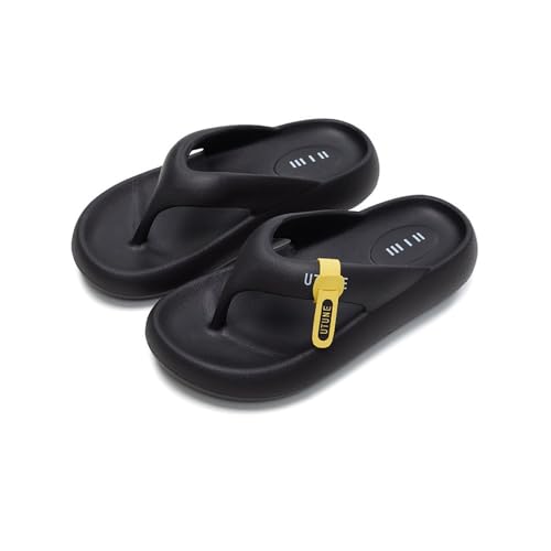 fengqingyunyan0304 Slides, Damen-Flip-Flops mit dicker Sohle und hohem Absatz, weiche Strandsandalen for den Sommer,für Damen und Herren(Black,43 EU) von fengqingyunyan0304