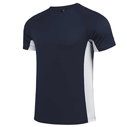 feooohosi Herren große größen Schwimmshirt Rash Guard Männer Schutz Beach T-Shirt Shortsleeve Übergröße(L,Navy Blau) von feooohosi