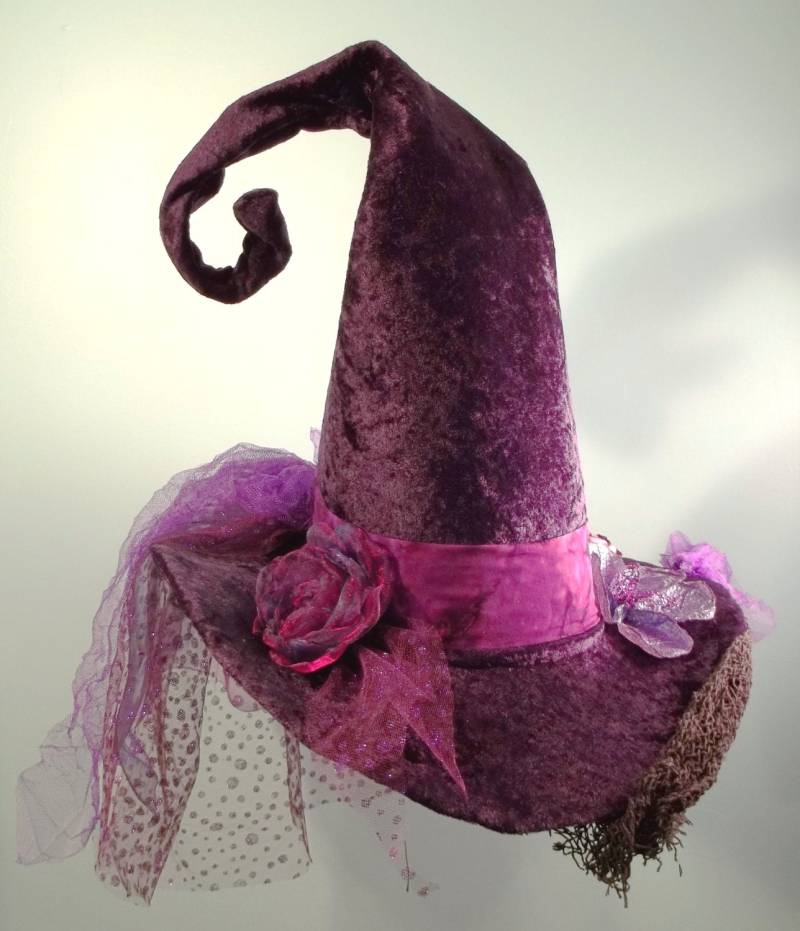 Hexenhut Lila Samt Schleier Band Blumen Irisierend von ferdworthi