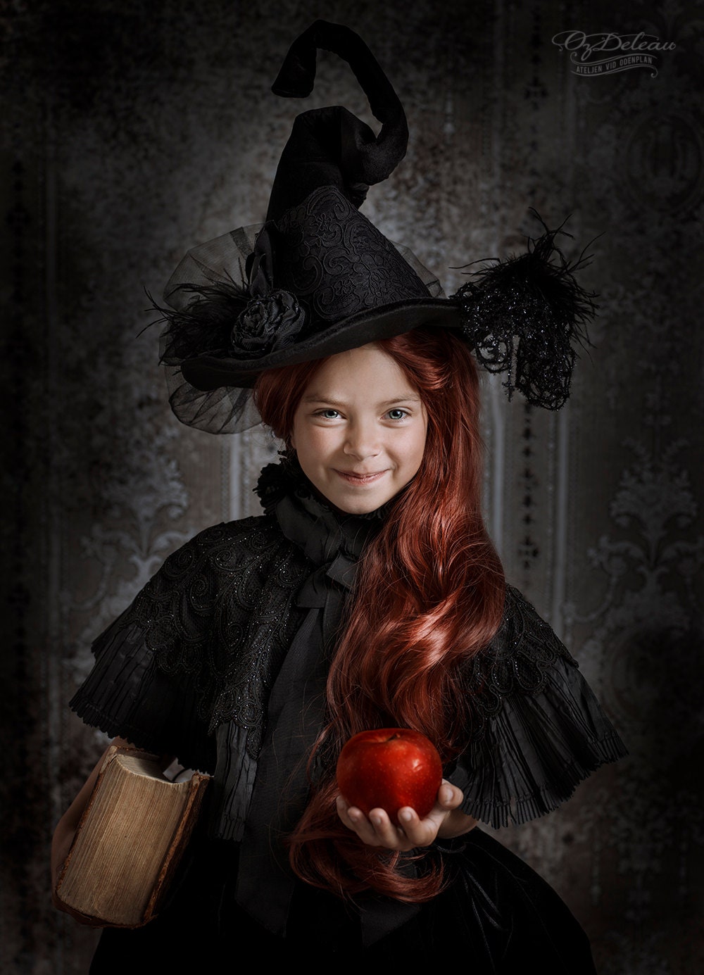 Hexenhut Schwarz Samt Spitzenband Schleier Blumen Federn Kinder Größen von ferdworthi