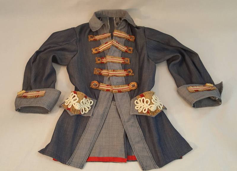 Kindergröße Kolonialjacke Piratenkostüm Kinder Rot Weiß Blau Jeans Chambray Seil Sackleinen von ferdworthi