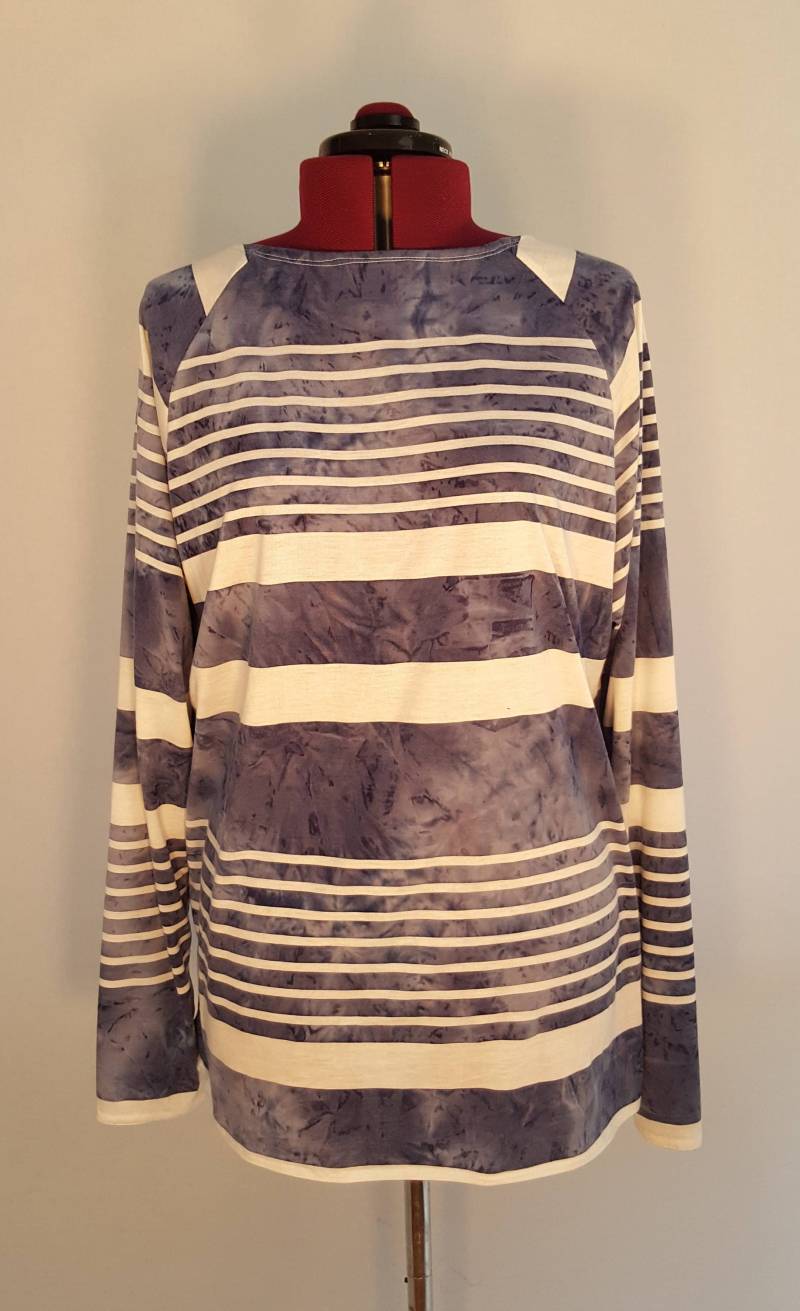 Piraten Shirt Matrose Scallywag Kostüm Blau Weiß Gestrickt Querstreifen U-Boot Ausschnitt Langarm Raglanärmel von ferdworthi