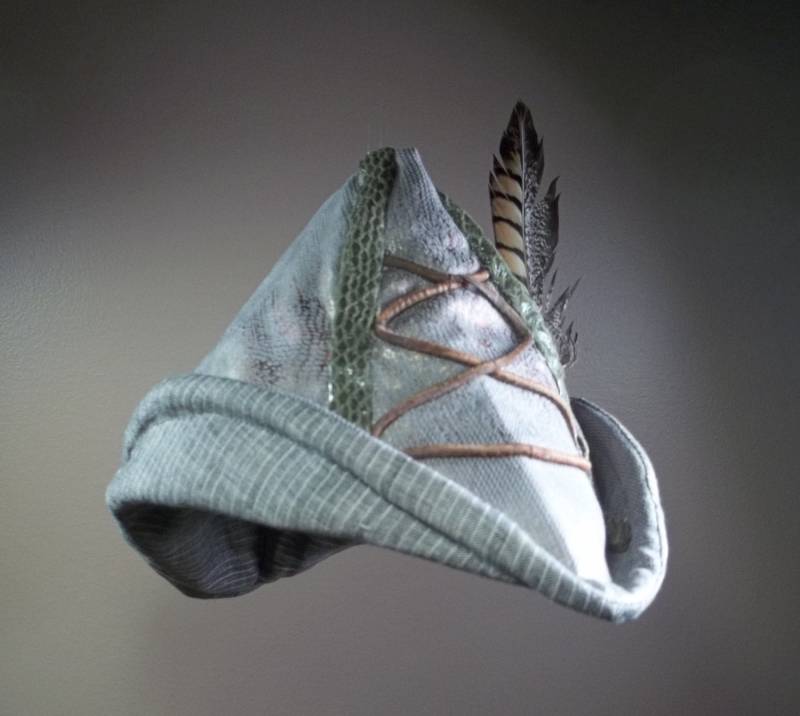 Robin Hood Hut Bogenschütze Grau Schlangenleder Fasan Feder Schnürung von ferdworthi