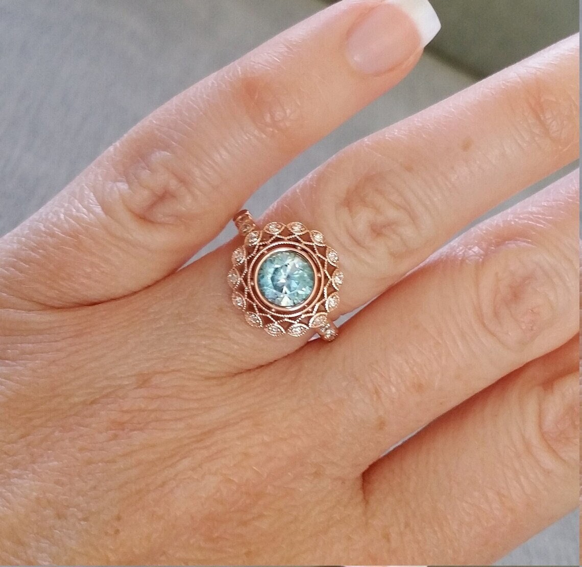 Vintage Aquamarin Verlobungsring/1920Er Jahre Art Deco Verlobungsring/Verlobungsring/Verlobungsring Aus Sterlingsilber/Ehering Im Jugendstil/Glory von ferkojewels