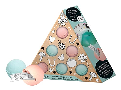 fesh! fesh - 6-teiliges Badekugel-Set in Präsent-Box mit Aroma-Badezusätzen für Entspannung, gepflegte Haut und bunte Schaumbäder in rosa und hellblau, schönes Geschenk-Set für Frauen und Mädchen von fesh!
