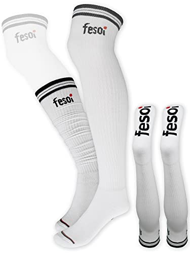 fesoi Overknee Socken Kniestrümpfe Damen weiß Baumwolle 1 Paar 39-42 von fesoi