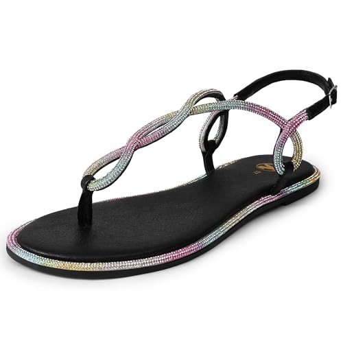 festooning Damen Bequeme flache Sandalen Elastische T-Strap String Sandalen für Sommer Strand Mehrfarbig 41 festooning Damen Bequeme flache Sandalen Elastische T-Strap String Sandalen für Sommer Strand Mehrfarbig 41 von festooning