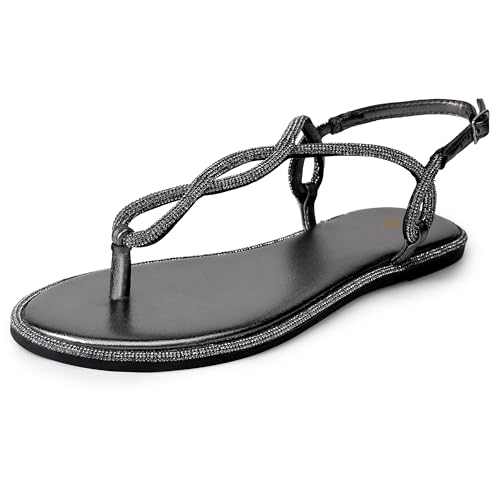 festooning Damen Bequeme flache Sandalen Elastische T-Strap String Sandalen für Sommer Strand Silber 38 festooning Damen Bequeme flache Sandalen Elastische T-Strap String Sandalen für Sommer Strand Silber 38 von festooning