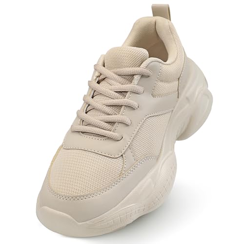 festooning Damen Turnschuhe Walking Lace-Up Bequeme Papa Turnschuhe Workout Sport Arbeit Freizeitschuhe offwhite40 von festooning