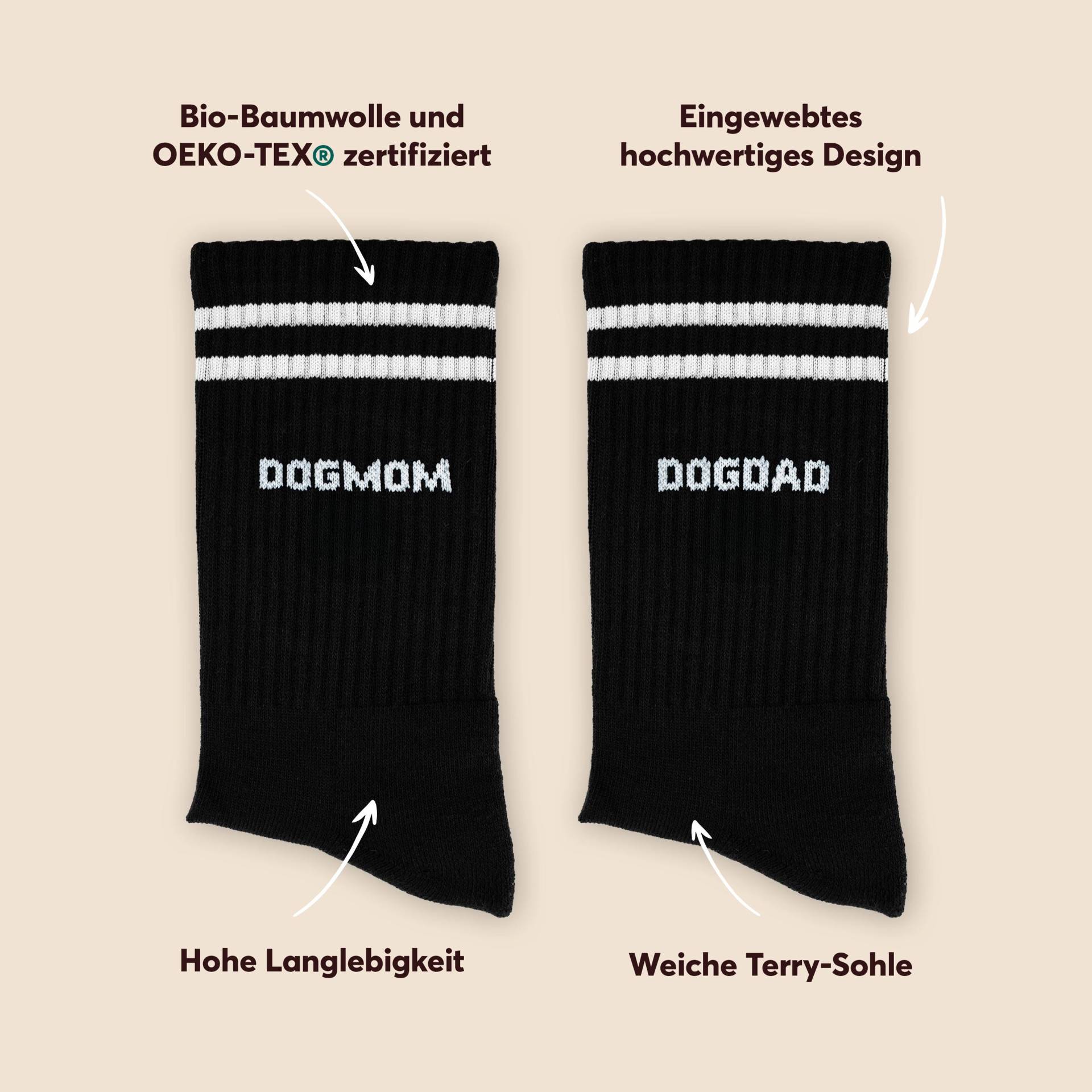 Dogmom Und Dogdad Socken in Schwarz Für Damen Herren | Bio-Baumwoll-Sportsocken Mit Schrift Tennissocken Hunde Mamas Papas von fetcherandfriends