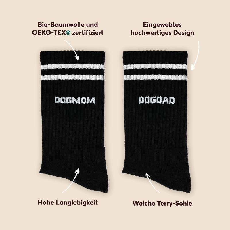 Dogmom Und Dogdad Socken in Schwarz Für Damen Herren | Bio-Baumwoll-Sportsocken Mit Schrift Tennissocken Hunde Mamas Papas von fetcherandfriends
