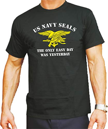 T-Shirt US Navy Seals (SEA - AIR - Land), The Only Easy Day was Yesterday, zweifarbig von feuer1
