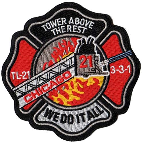 feuer1 Chicago Fire Dept. Tower Ladder 21 patch (Ärmelabzeichen 100% bestickt), 10 cm von feuer1