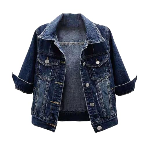 ffkoisE Damen Jeansjacke Kurz Jeansjacke Oversize Übergangsjacken Jeans Jacken Y2k Kurze Jeansjacken Langarm Dünne Jacke Frühling Denim Jean Mantel Outwear Frühlingsjacke Mit Knöpfen von ffkoisE