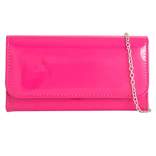 fi9® Clutch-Handtasche, einfarbig, für Hochzeiten, Partys, Abschlussball, Abendveranstaltung, Handtasche, fuchsia pink, medium von fi9