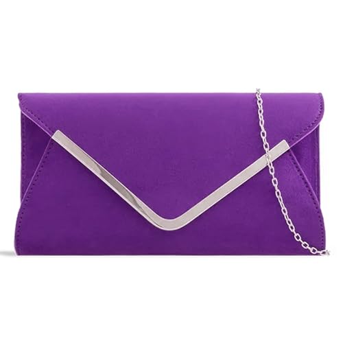 fi9® Handtasche, einfarbig, Wildleder, Hochzeit, Abend, Clutch, Party, Handtasche, violett, medium von fi9