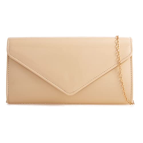 fi9 Handtasche aus Lackleder, für Braut, Hochzeit, Abend, Party, Clutch, cremefarben, medium von fi9