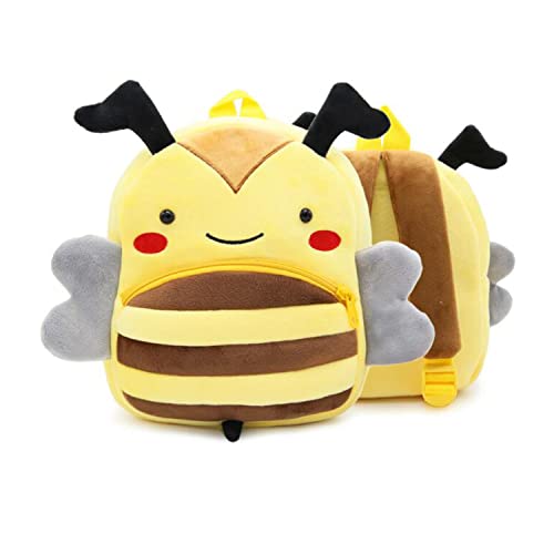 ficyvlro Netter Tier Cartoon Rucksack für Kinder, weicher Plüsch Kleinkind Schultasche Mini Reise Rucksack für Jungen und Mädchen 2-6 Jahre (Bee) von ficyvlro