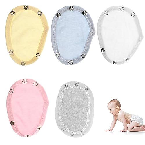 fidget pack BodyverläNgerung Baby, 5pcs Body VerläNgerung Druckknopf Baby, Baby-Kleidungs-Extender,Baumwollstoff FüR Baby Bodies, LäNgenverstellbar, Strampler Weste (Blau Weiß Gelb Grau Rosa) von fidget pack