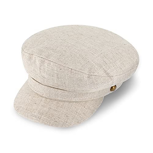 fiebig Austin Schiffermütze mit Leinenband | Mütze aus Leinenmix mit Schirm | Schirmmütze mit Baumwollfutter für das ganze Jahr (60-XL, Beige) von fiebig