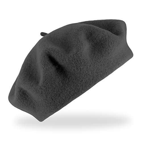 fiebig Baske aus 100% Reiner Schurwolle | Baskenmütze in One Size & Woolmark Qualität | Wollbaske in vielen Farben Made in Europe (Anthrazit) von fiebig