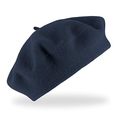 fiebig Baske aus 100% Reiner Schurwolle | Baskenmütze in One Size & Woolmark Qualität | Wollbaske in vielen Farben Made in Europe (Marine) von fiebig