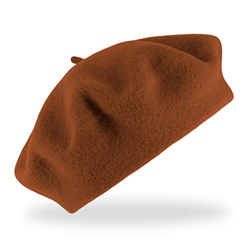 fiebig Baske aus 100% Reiner Schurwolle | Baskenmütze in One Size & Woolmark Qualität | Wollbaske in vielen Farben Made in Europe (Zimt) von fiebig