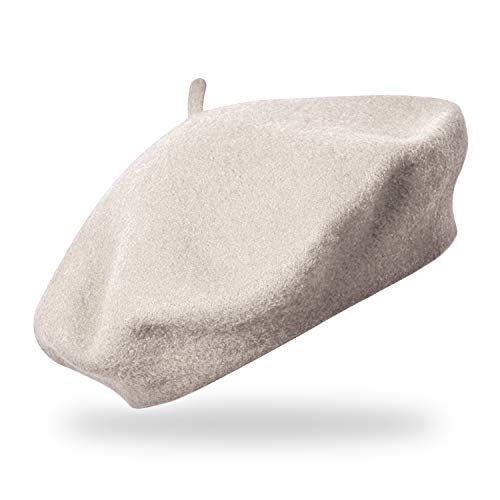 fiebig Baske aus 100% reiner Wolle | Barett in One Size & Woll Qualität | Wollbaske in vielen Farben (One Size, Natur) von fiebig