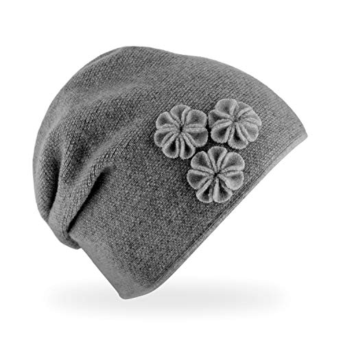 fiebig Berta Strickmütze | Beanie Mütze aus Wolle mit Raffung für Damen | Feinstrick Qualität Made in Europe (Anthrazit) von fiebig