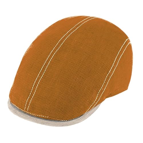 fiebig Brighton Flatcap aus Leinen | Schirmmütze mit Baumwollfutter | Schiebermütze mit Kontrastnähten (59-L, Zimt) von fiebig