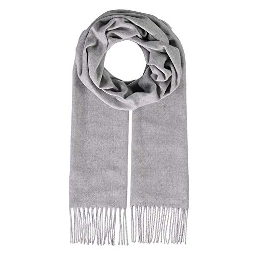 fiebig Cashmink Schal in Uni | Halstuch für Damen & Herren in Größe 180 x 30 cm | Made in Germany (One Size, Hellgrau) von fiebig