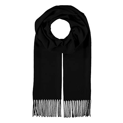 fiebig Cashmink Schal in Uni | Halstuch für Damen & Herren in Größe 180 x 30 cm | Made in Germany (One Size, Schwarz) von fiebig