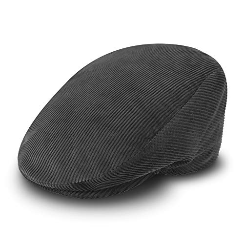 fiebig Cord Flatcap für Damen & Herren | Schiebermütze aus Baumwolle mit gestepptem Innenfutter | Flache Cordmütze Made in Italy (54-S, grau) von fiebig