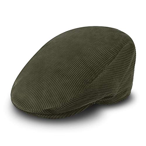 fiebig Cord Flatcap für Damen & Herren | Schiebermütze aus Baumwolle mit gestepptem Innenfutter | Flache Cordmütze Made in Italy (56-M, grün) von fiebig