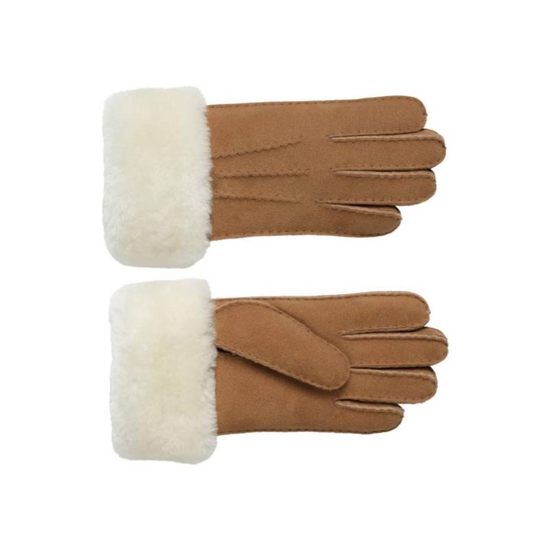 fiebig - Damen Handschuh Schafsleder Mit Fellumschlag Cognac Cognac - Gr. - 8 von fiebig