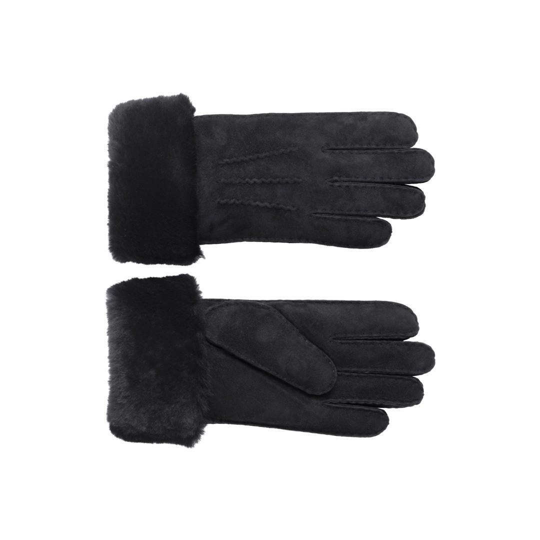 fiebig - Damen Handschuh Schafsleder Mit Fellumschlag Schwarz Schwarz - Gr. - 8 von fiebig